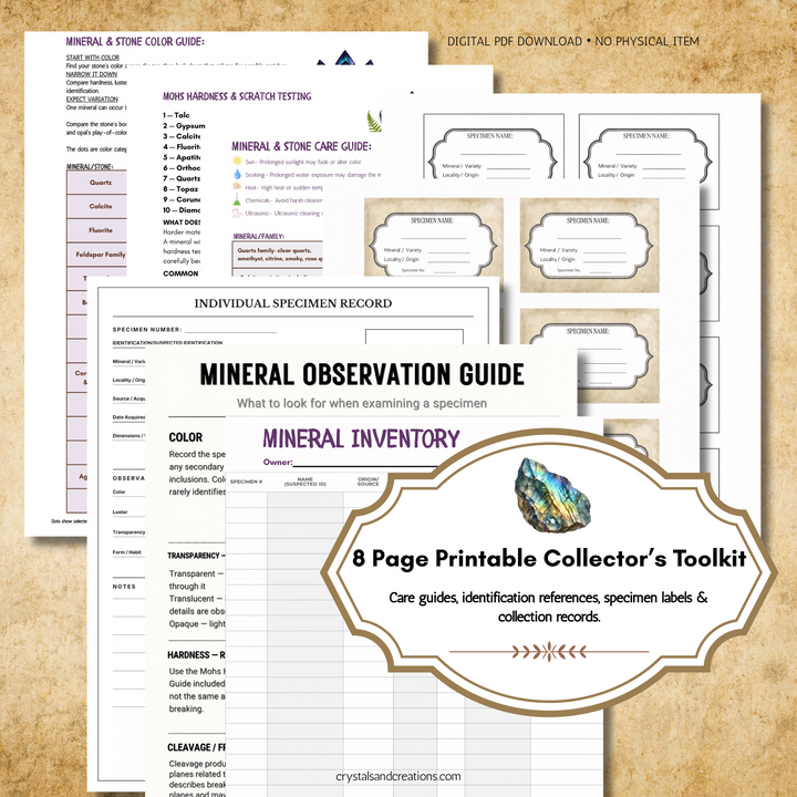 printable mineral collector's toolkit