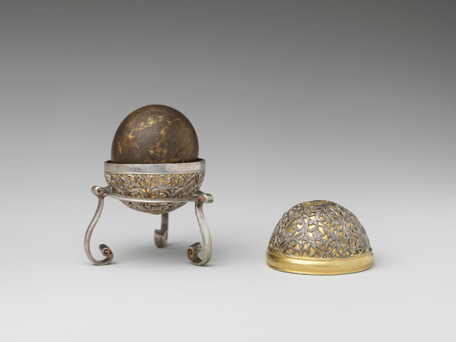 Seventeenth-century manufactured Goa stone with ornate case and stand, Metropolitan Museum of Art